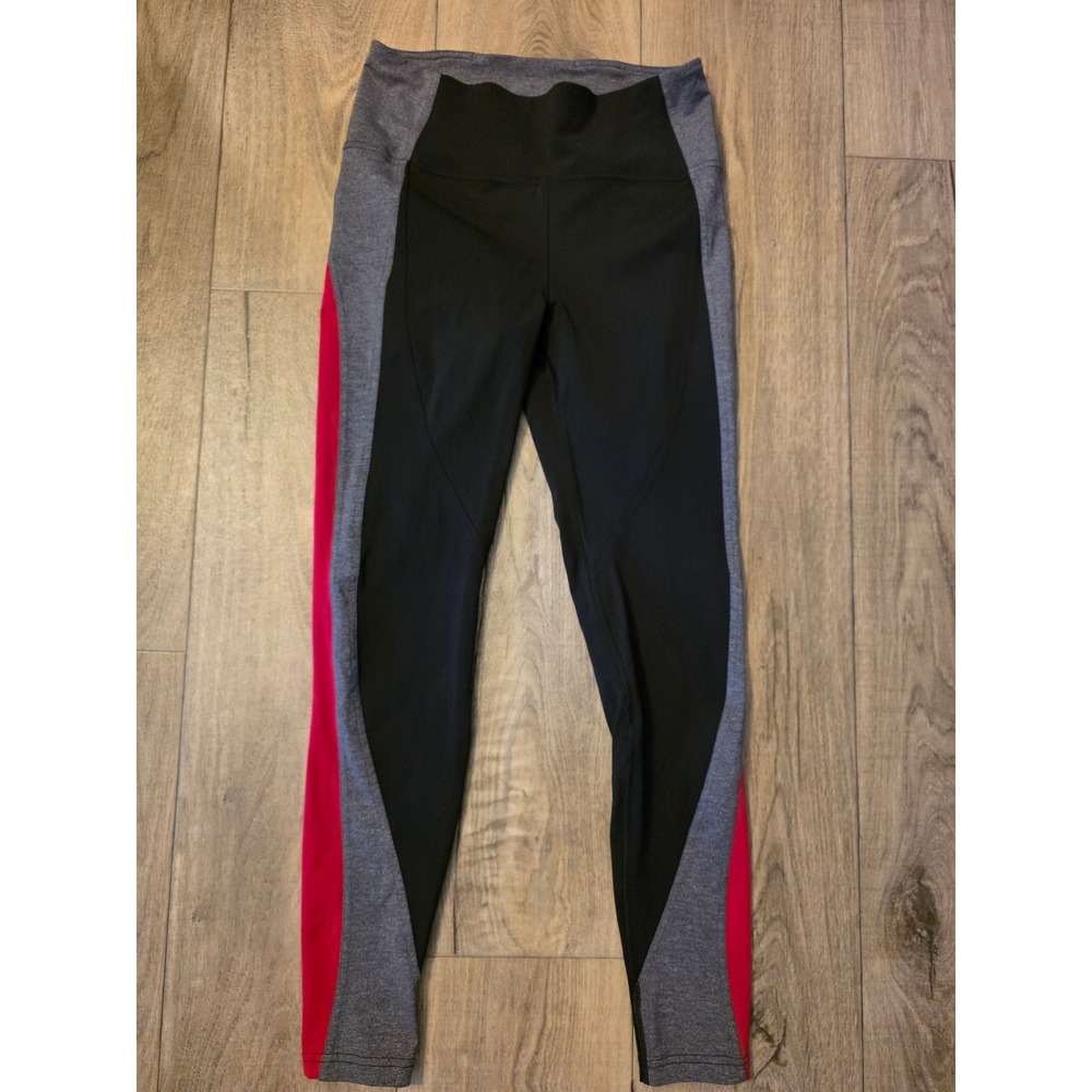 Lululemon Get Going Train Tight Womens Sz 8 Leggings Black Grey Red Stripe NWOT